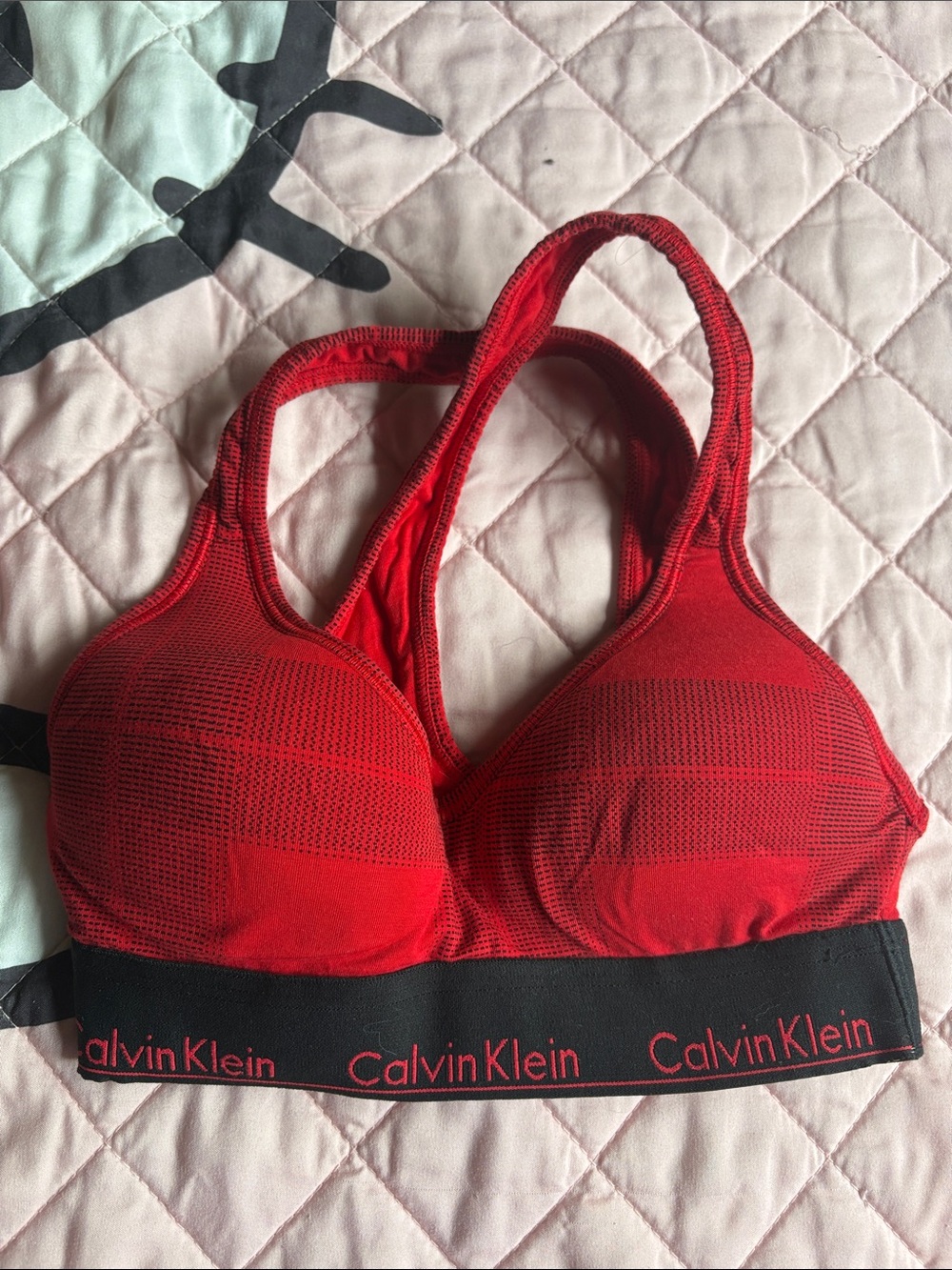 Calvin Klein Red & Black Seamless Sports Bralette